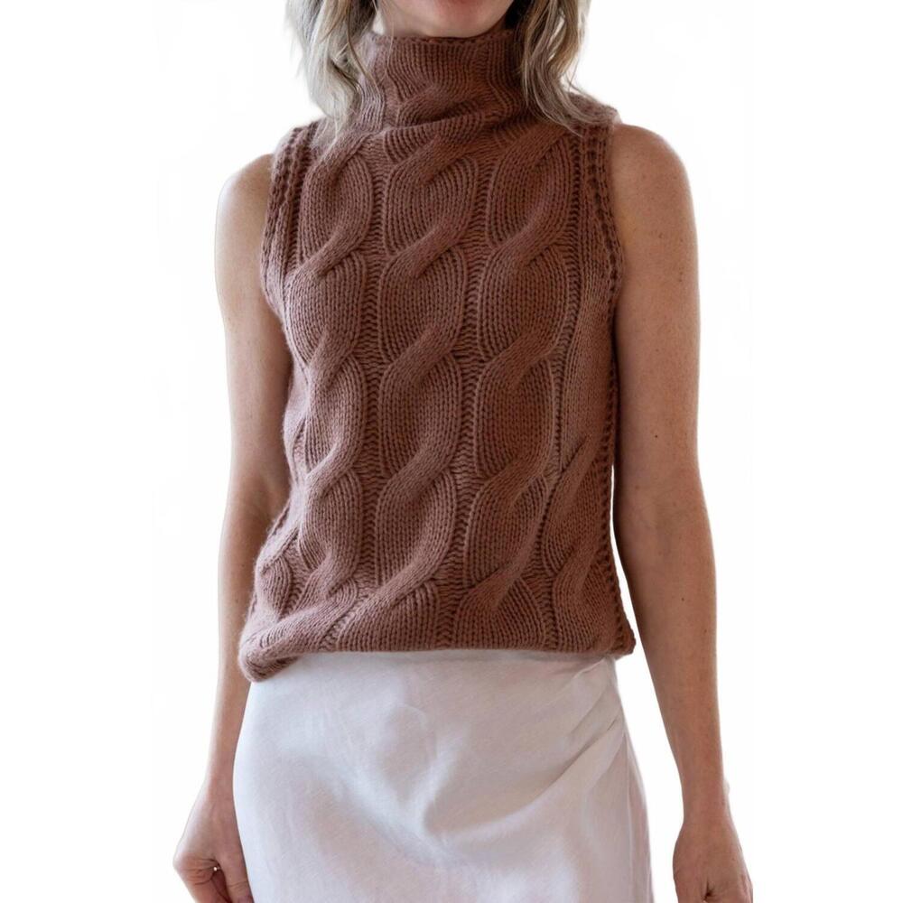 NEW SABLYN salvia sleeveless turtleneck top in sand